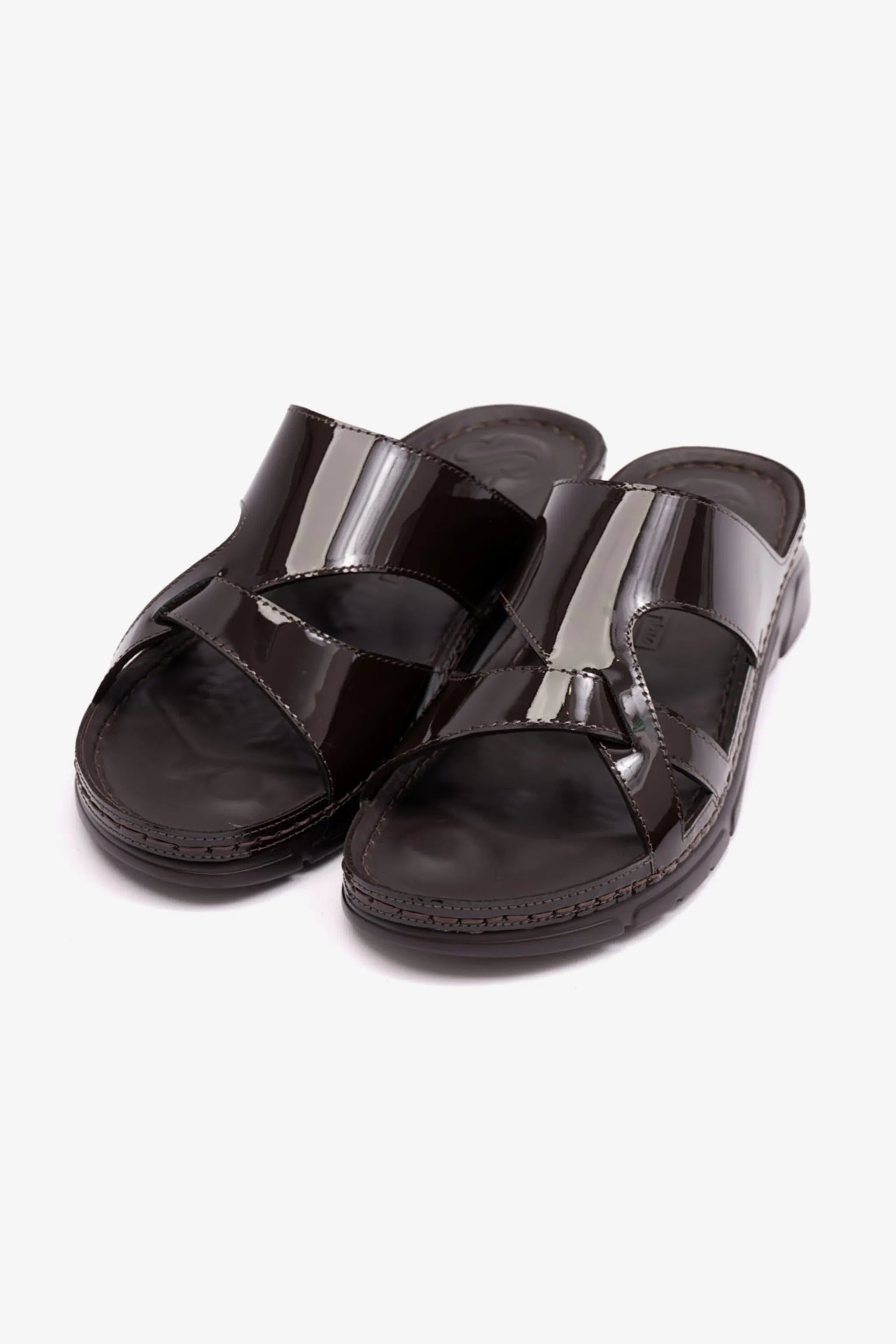 PATENT LEATHER WOMENS COMFORT PLUS SANDALS BROWN