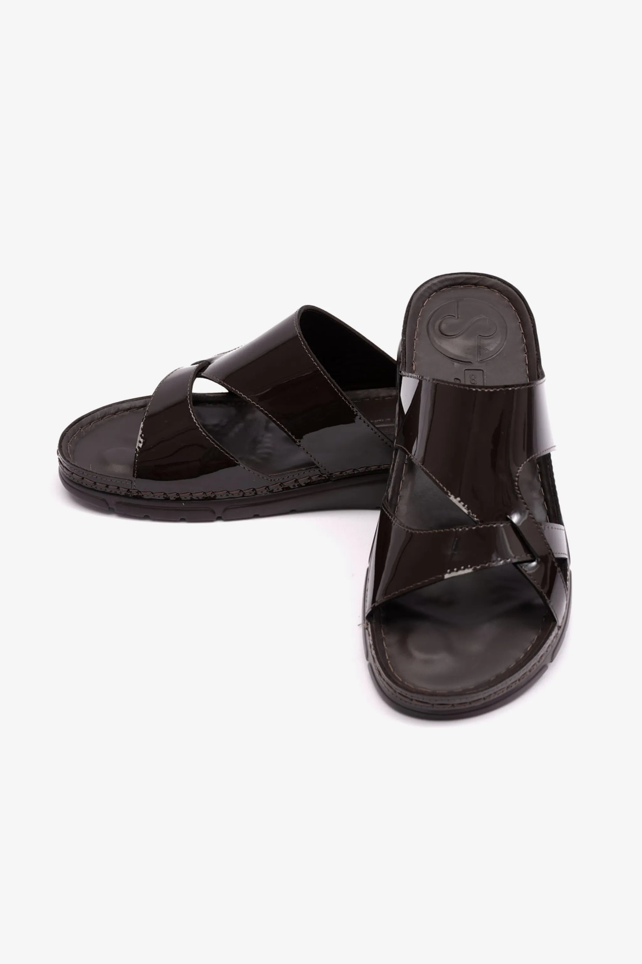 PATENT LEATHER WOMENS COMFORT PLUS SANDALS BROWN