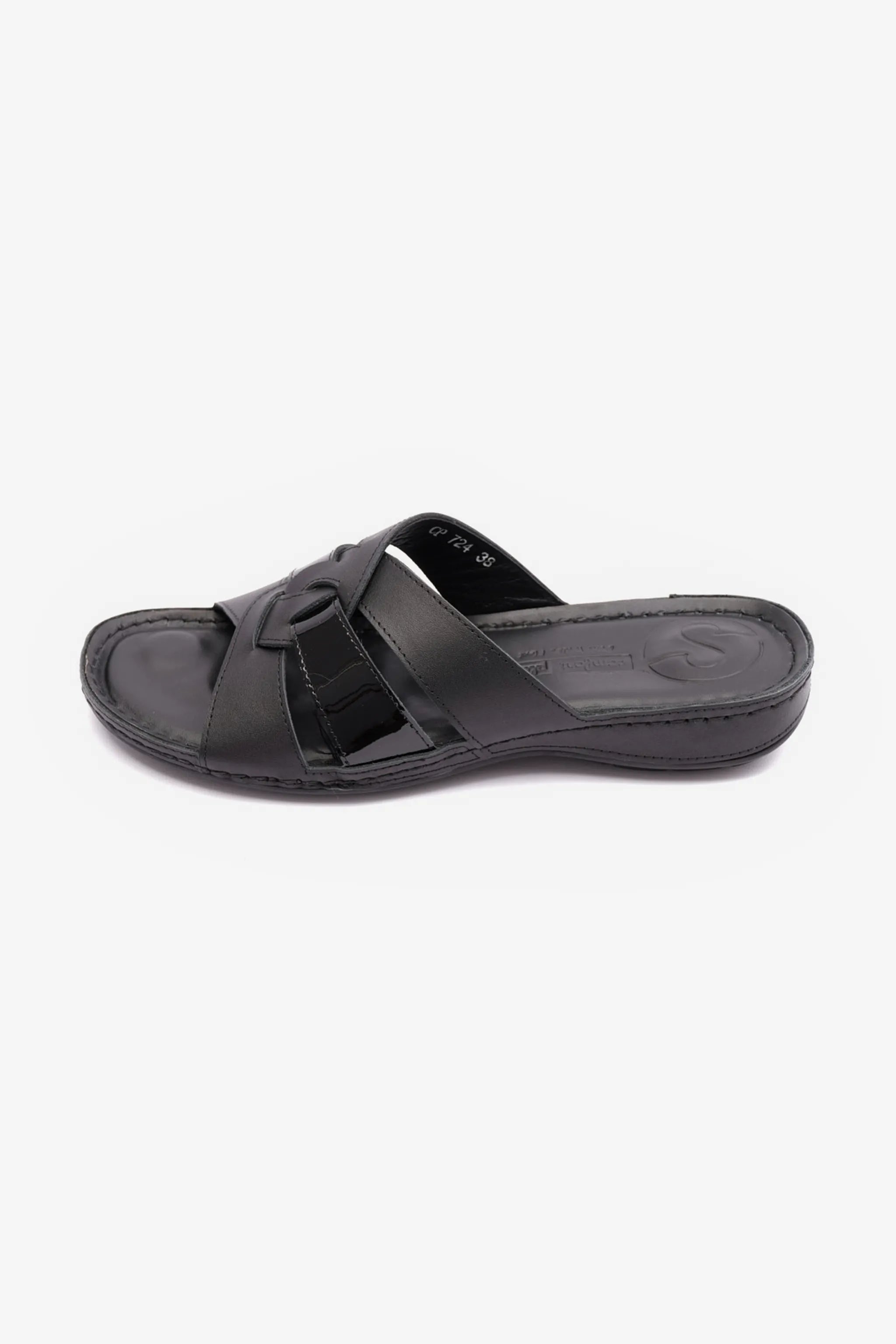 SOFT NAPPA FLAT COMFORT PLUS LADIES SANDALS BLACK