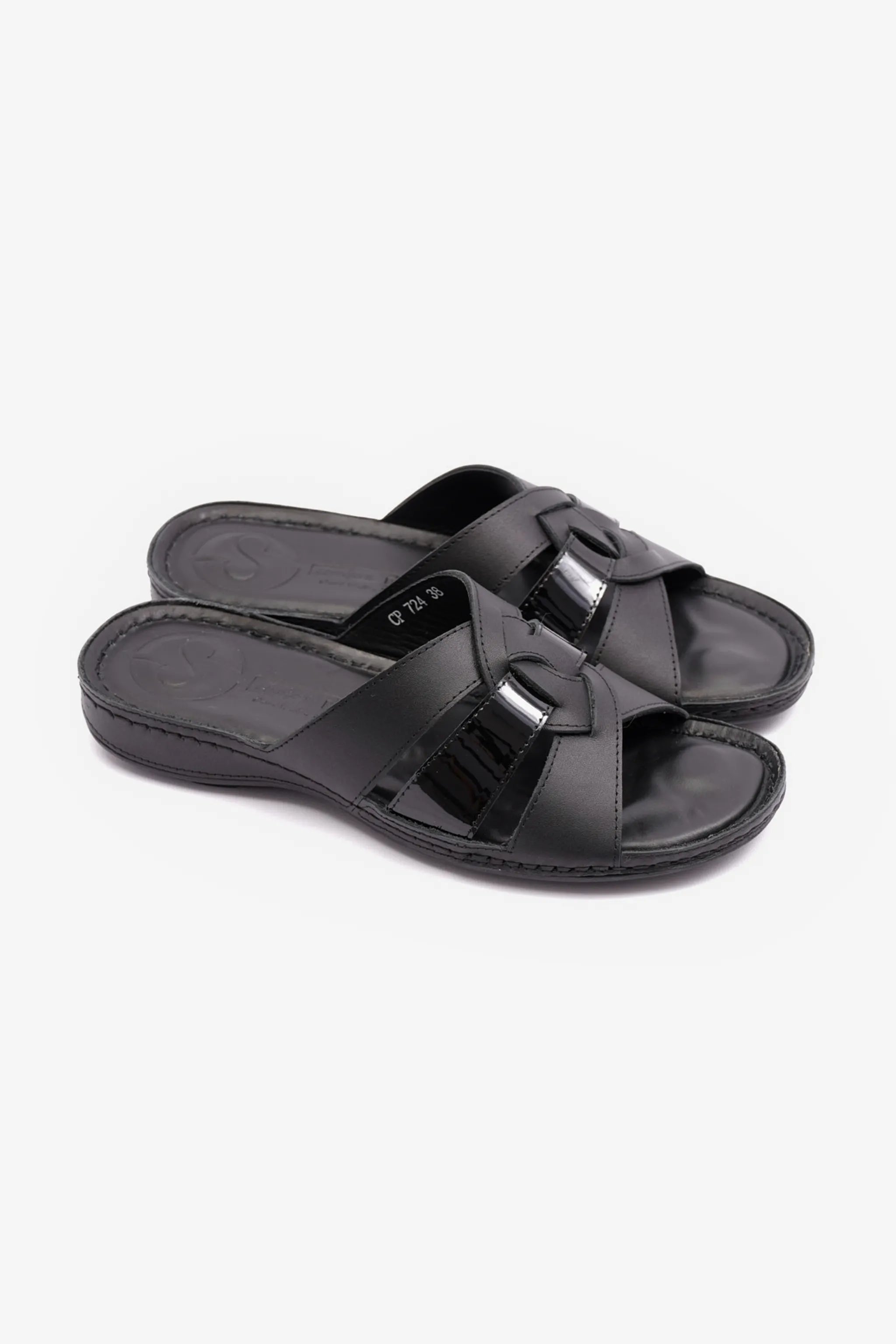 SOFT NAPPA FLAT COMFORT PLUS LADIES SANDALS BLACK