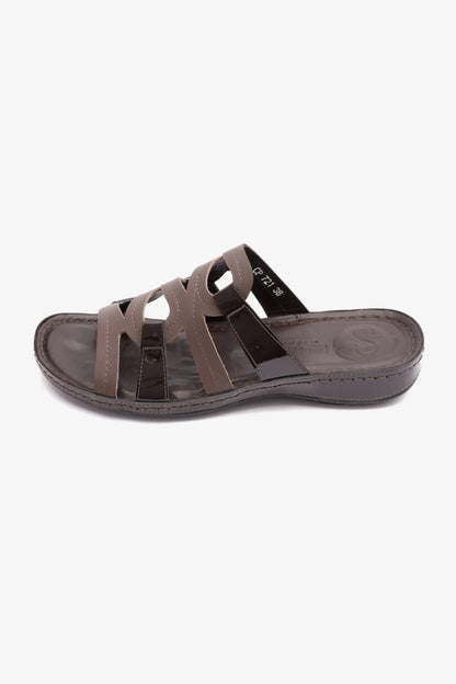 FLAT OUTSOLE COMFORT PLUS LADIES SANDAL BROWN