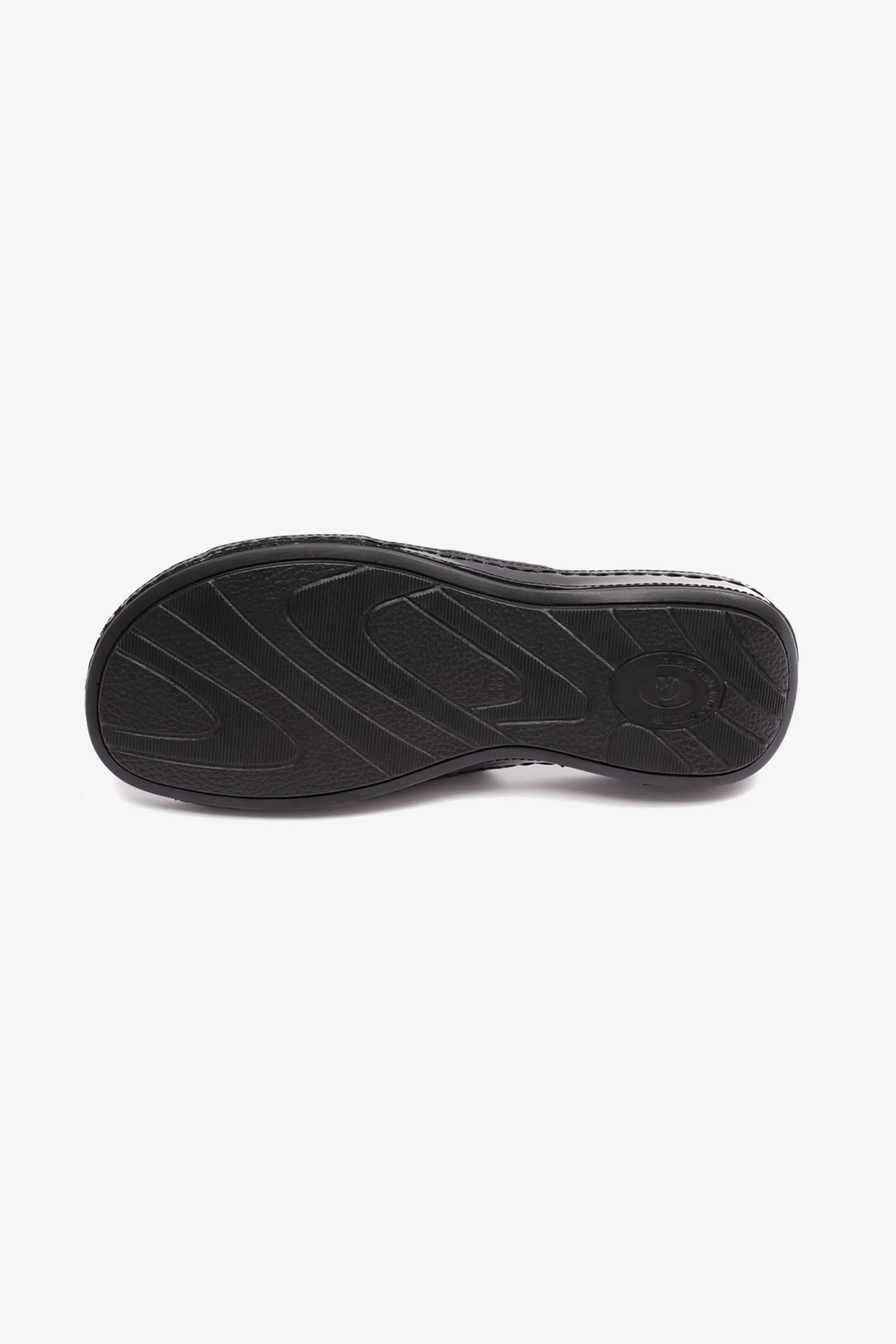 COMFORT PLUS SOFT FOOTBED PATENT LEATHER WOMENS SANDAL BLACK - Seventy7