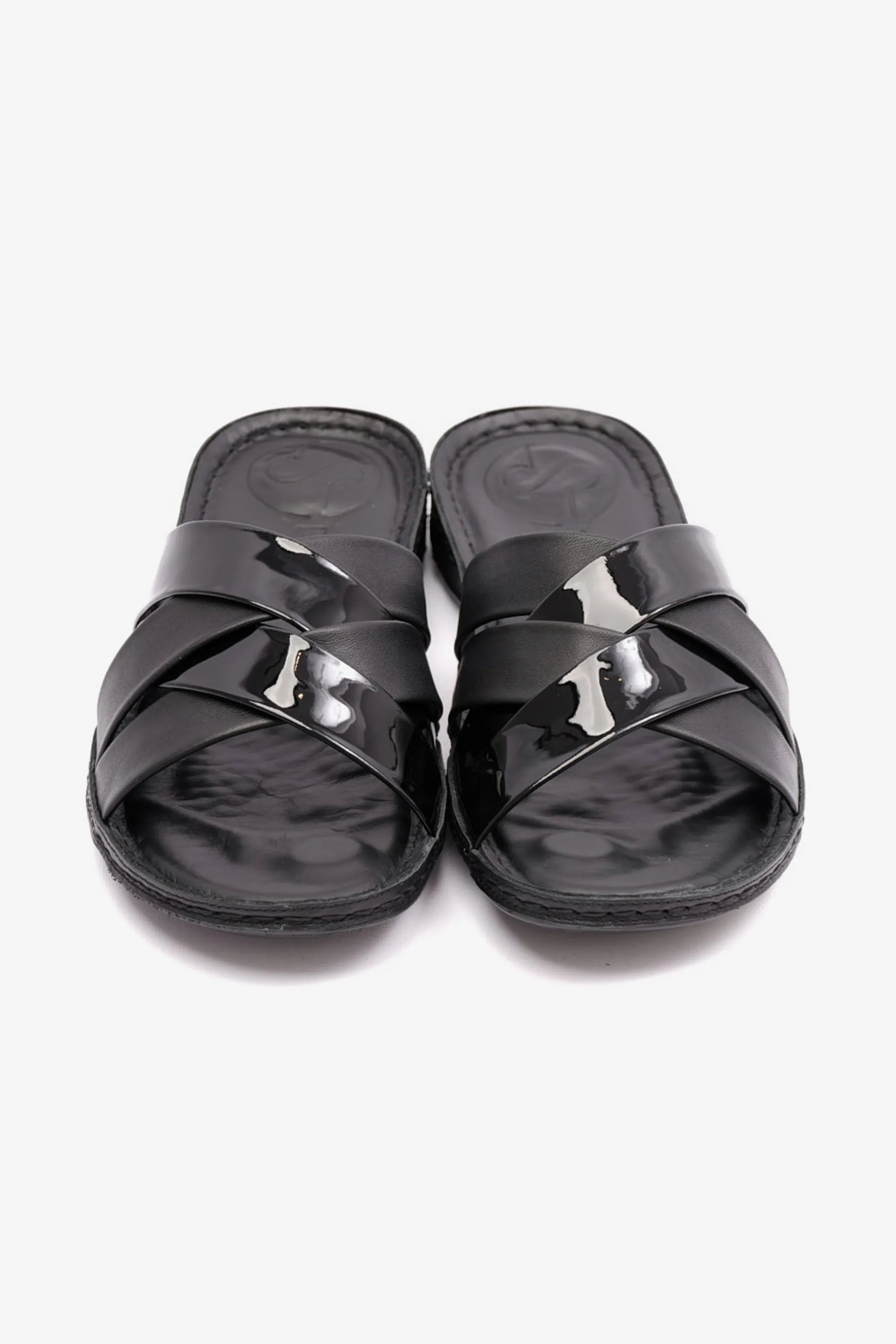 PATENT LEATHER COMFORT PLUS WOMENS SANDAL BLACK