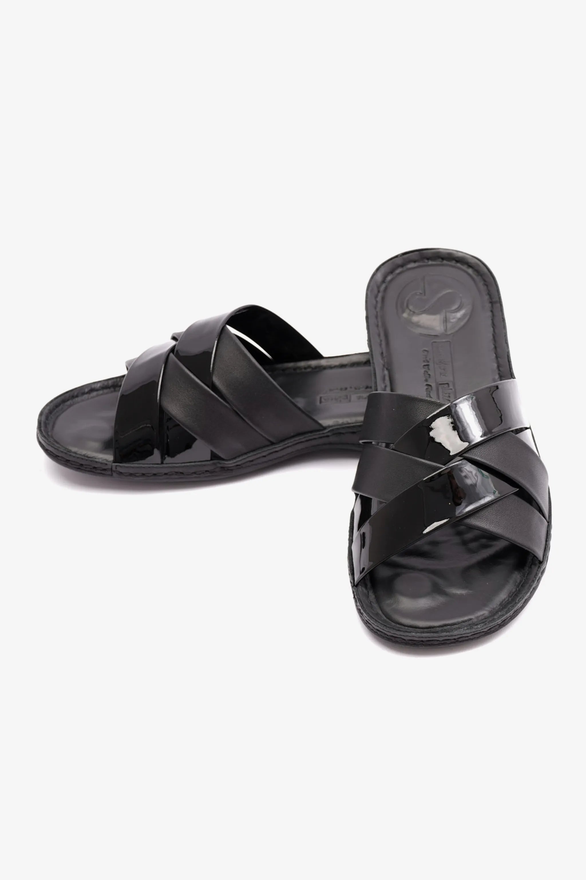 PATENT LEATHER COMFORT PLUS WOMENS SANDAL BLACK