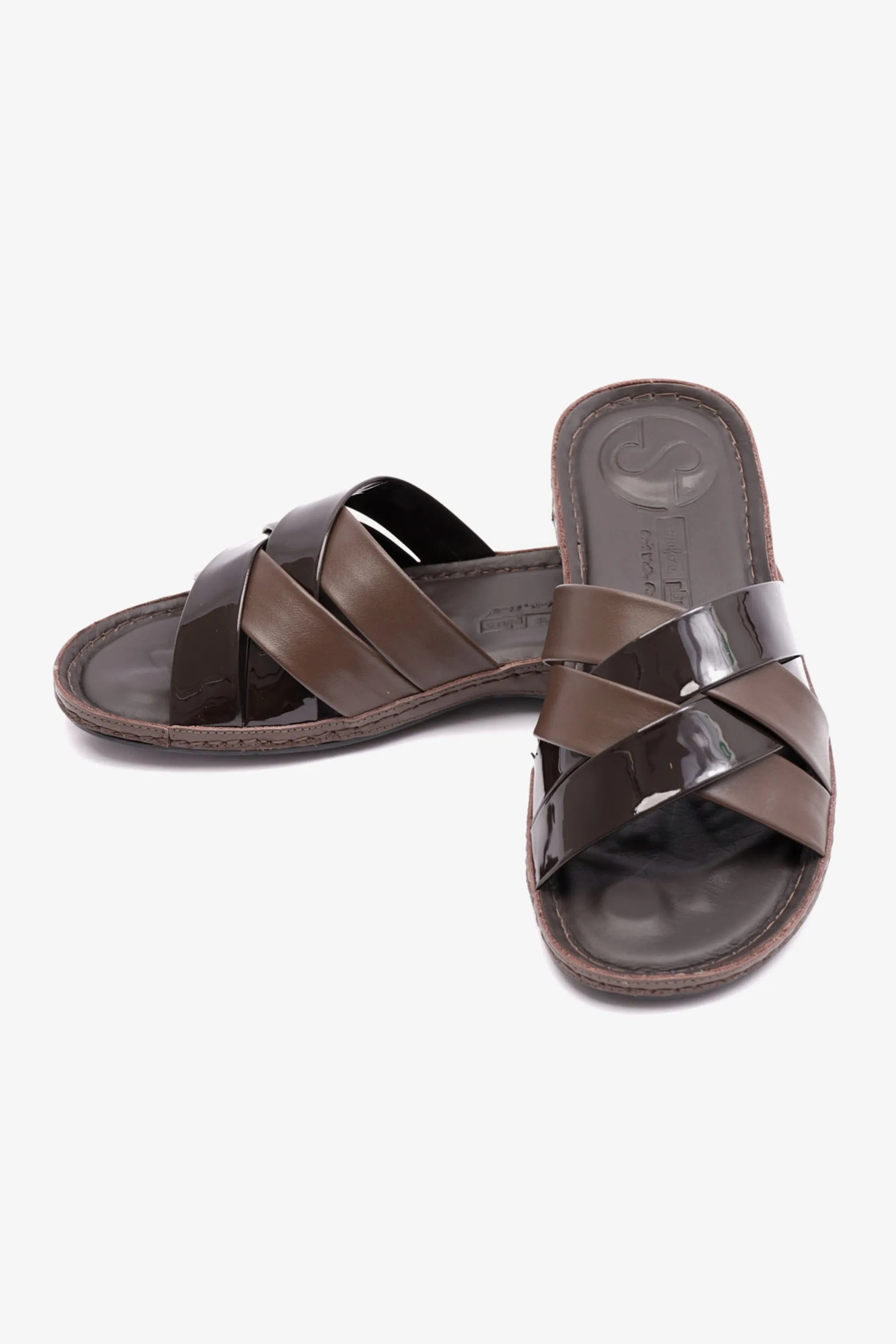 PATENT LEATHER COMFORT PLUS WOMENS SANDAL BROWN