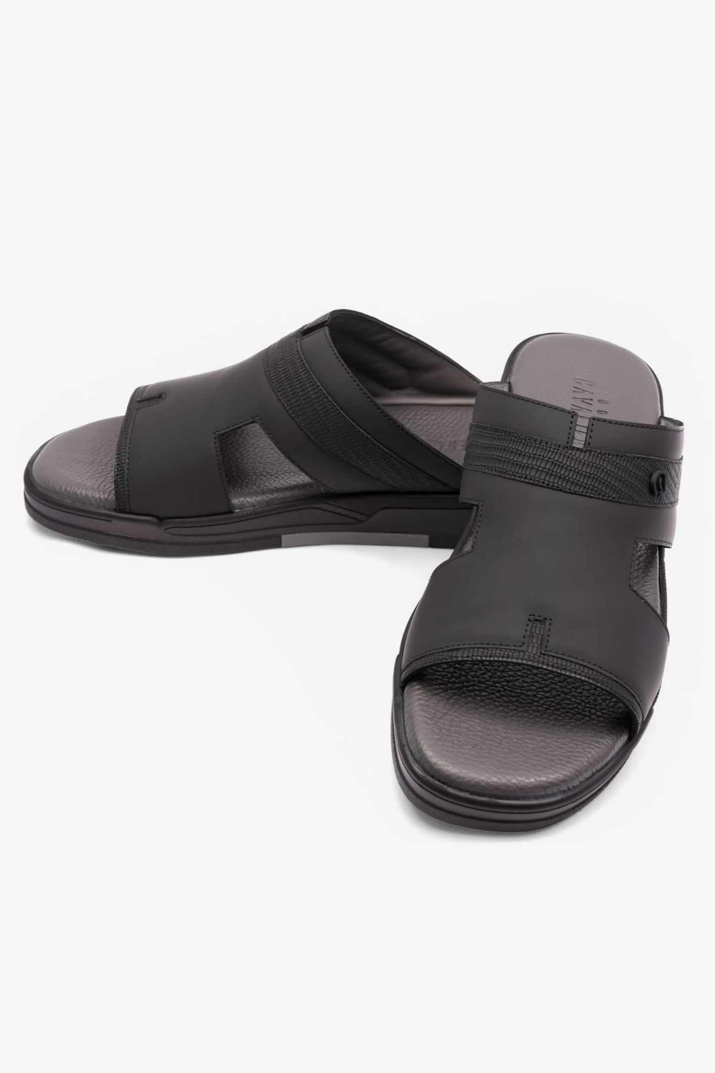 CAVALIER EXTRA CUSHIONED STYLISH TRIM MENS SANDALS BLACK