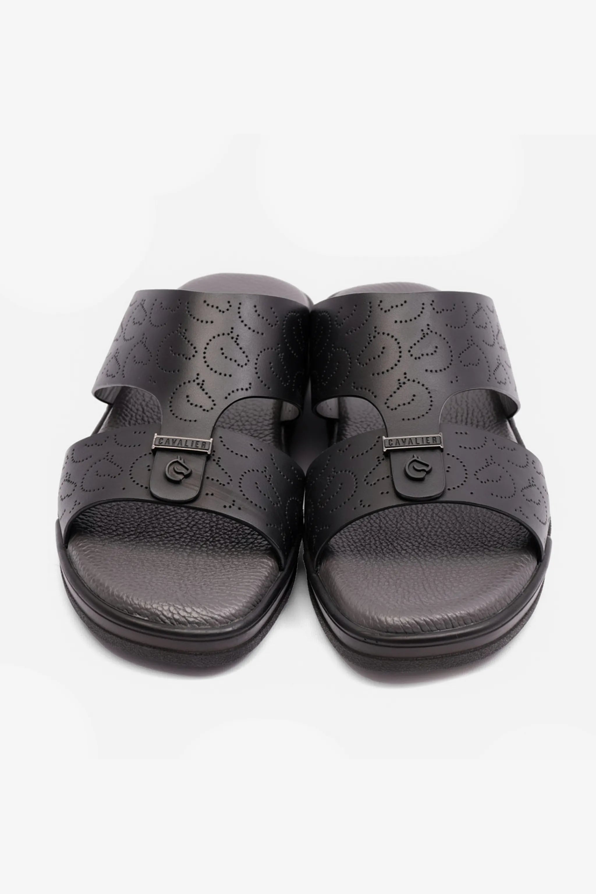 CAVALIER MENS ARABIC STYLISH TRIM SANDALS BLACK