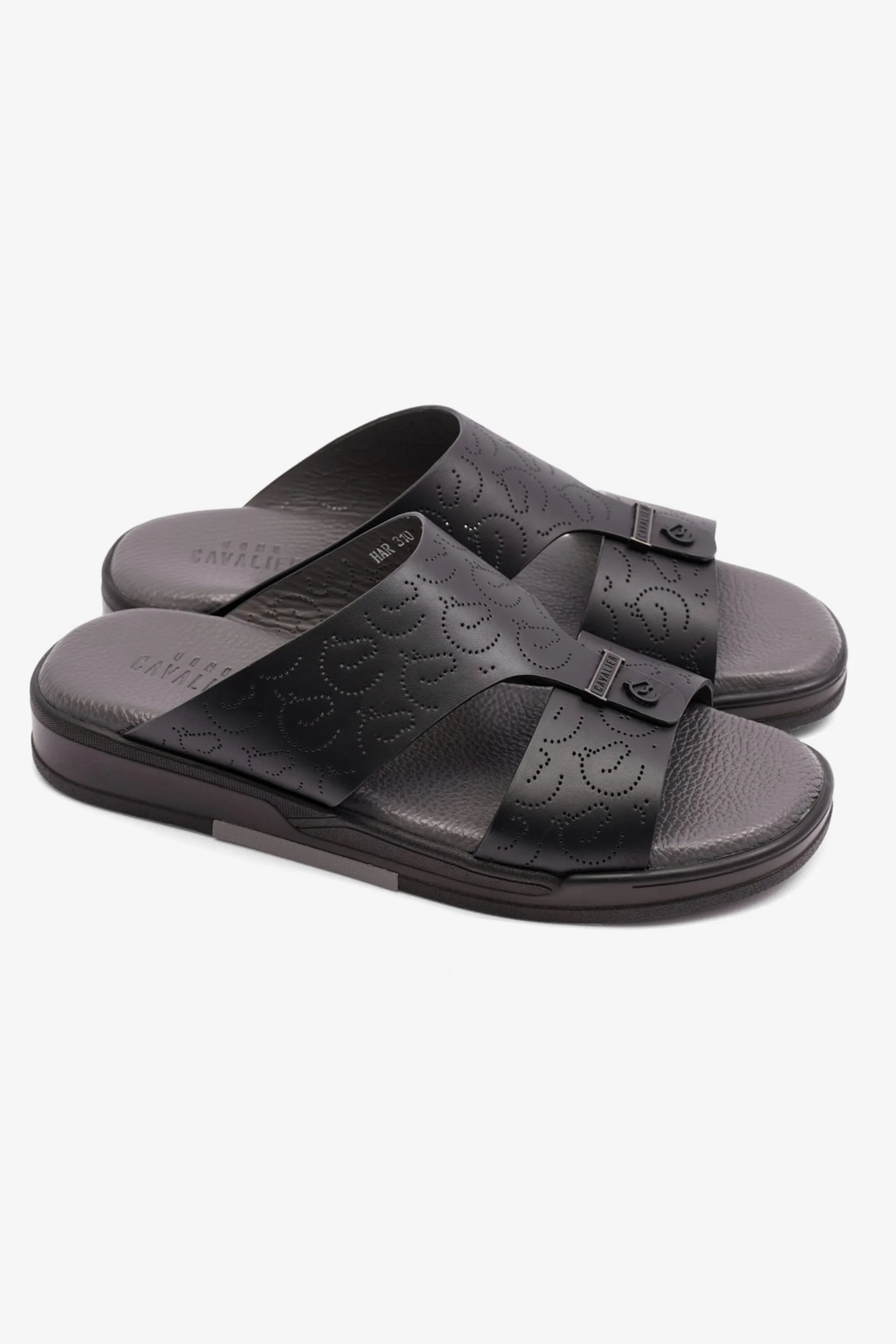 CAVALIER MENS ARABIC STYLISH TRIM SANDALS BLACK