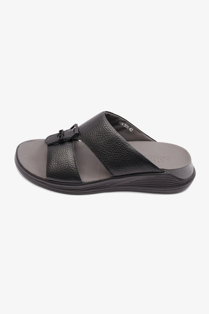 CAVAILER EMBOSSED LEATHER MENS SANDAL SUN BLACK