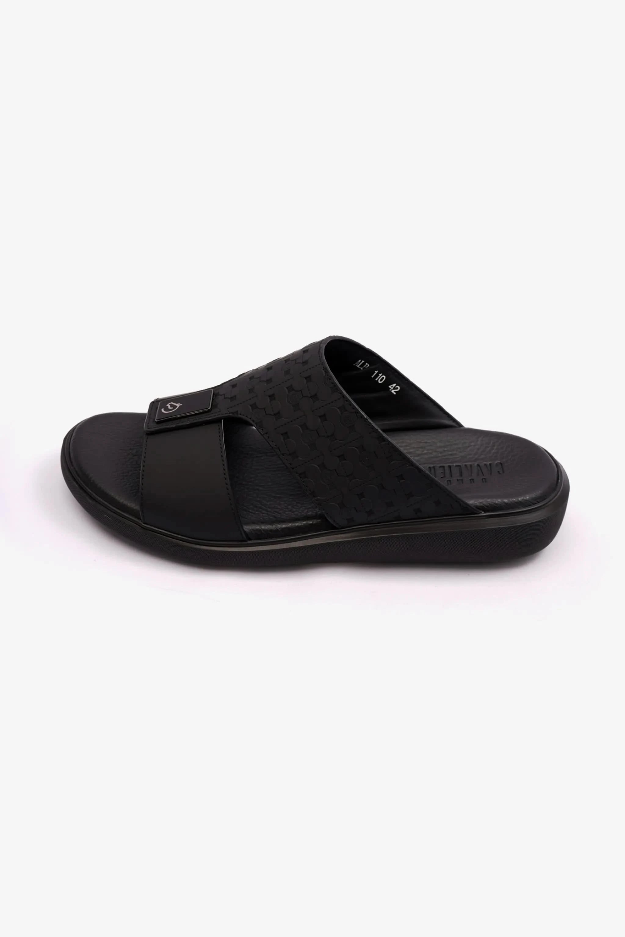 STYLISH TRIM MENS UOMO CAVALIER SANDALS BLACK - Seventy7