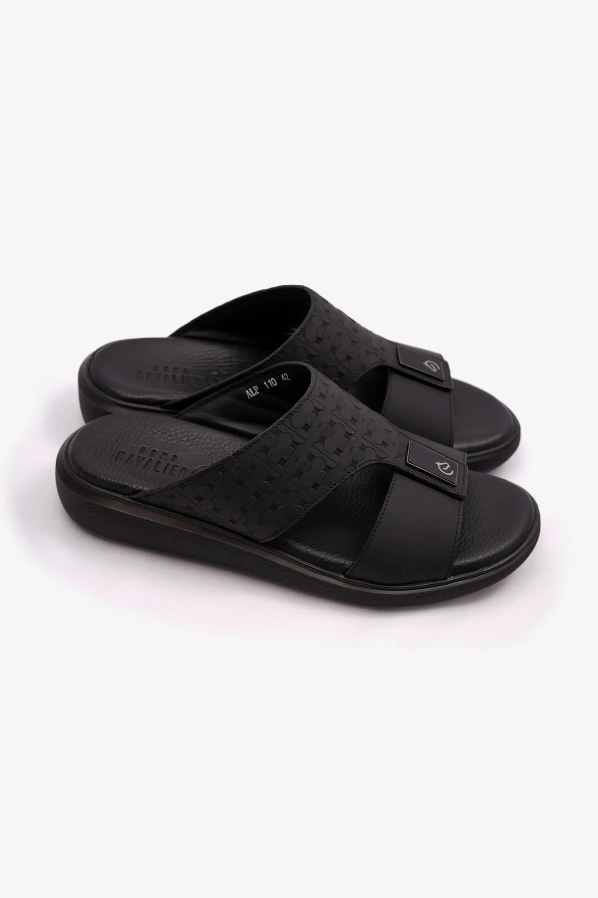 STYLISH TRIM MENS UOMO CAVALIER SANDALS BLACK - Seventy7