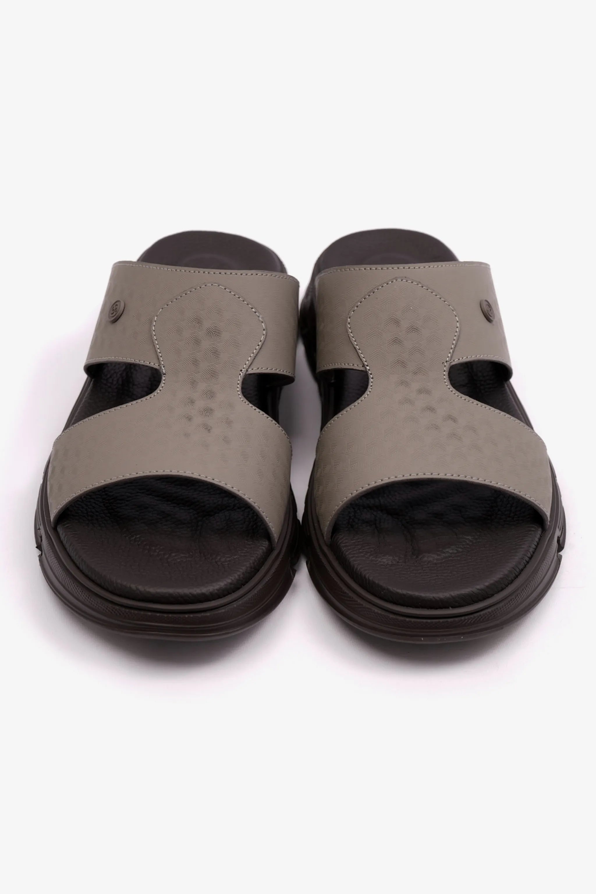 EMBOSSED ARABIC LEATHER MENS SANDAL COMFORT PLUS STONE