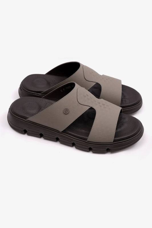 EMBOSSED LEATHER MENS ARABIC SANDAL COMFORT PLUS STONE