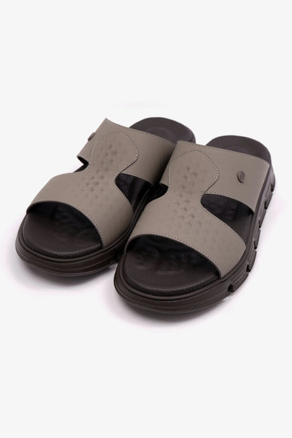 EMBOSSED ARABIC LEATHER MENS SANDAL COMFORT PLUS STONE