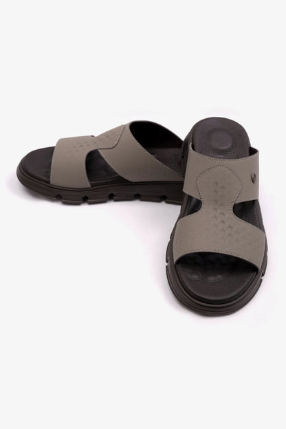 EMBOSSED ARABIC LEATHER MENS SANDAL COMFORT PLUS STONE