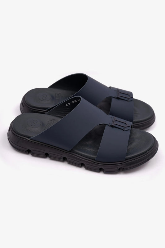 COMFORT PLUS ELEGENT TRIM MENS MATT LEATHER SANDALS NAVY