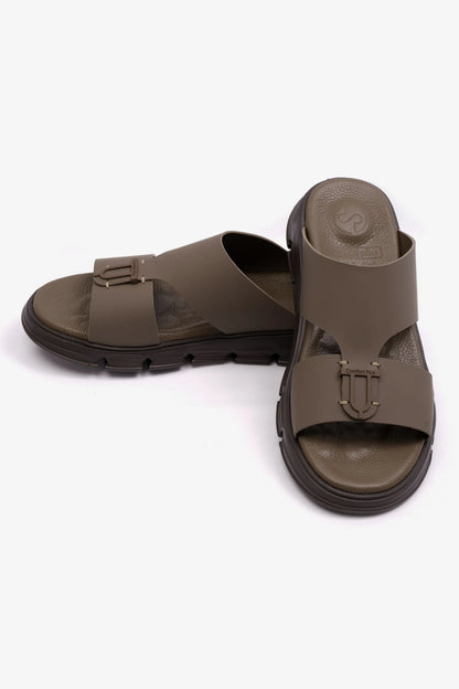 COMFORT PLUS ELEGENT TRIM MENS MATT LEATHER SANDALS TRUFFLE