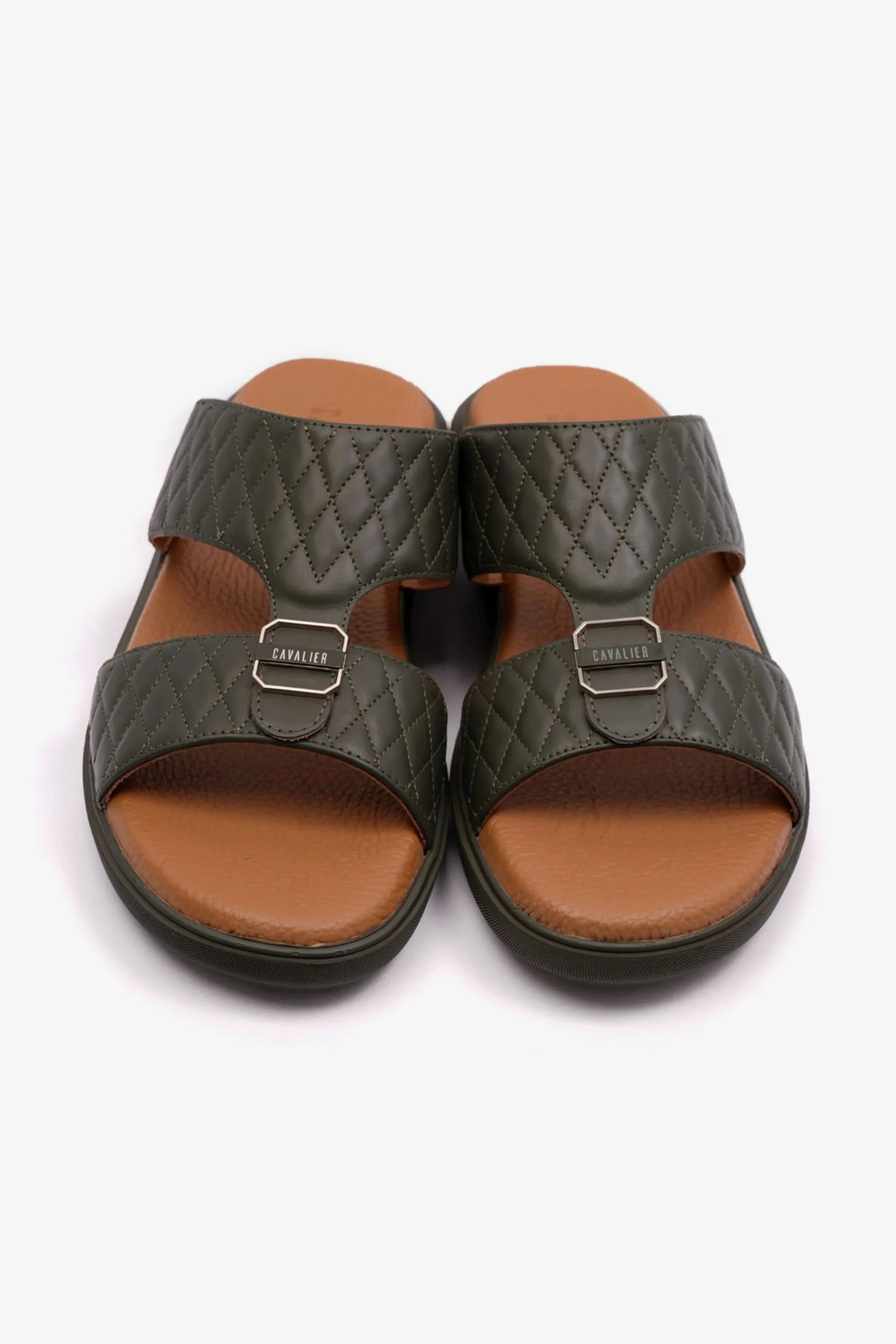 CAVALIER MENS ARABIC QUILTING PATTERN SANDALS OLIVE