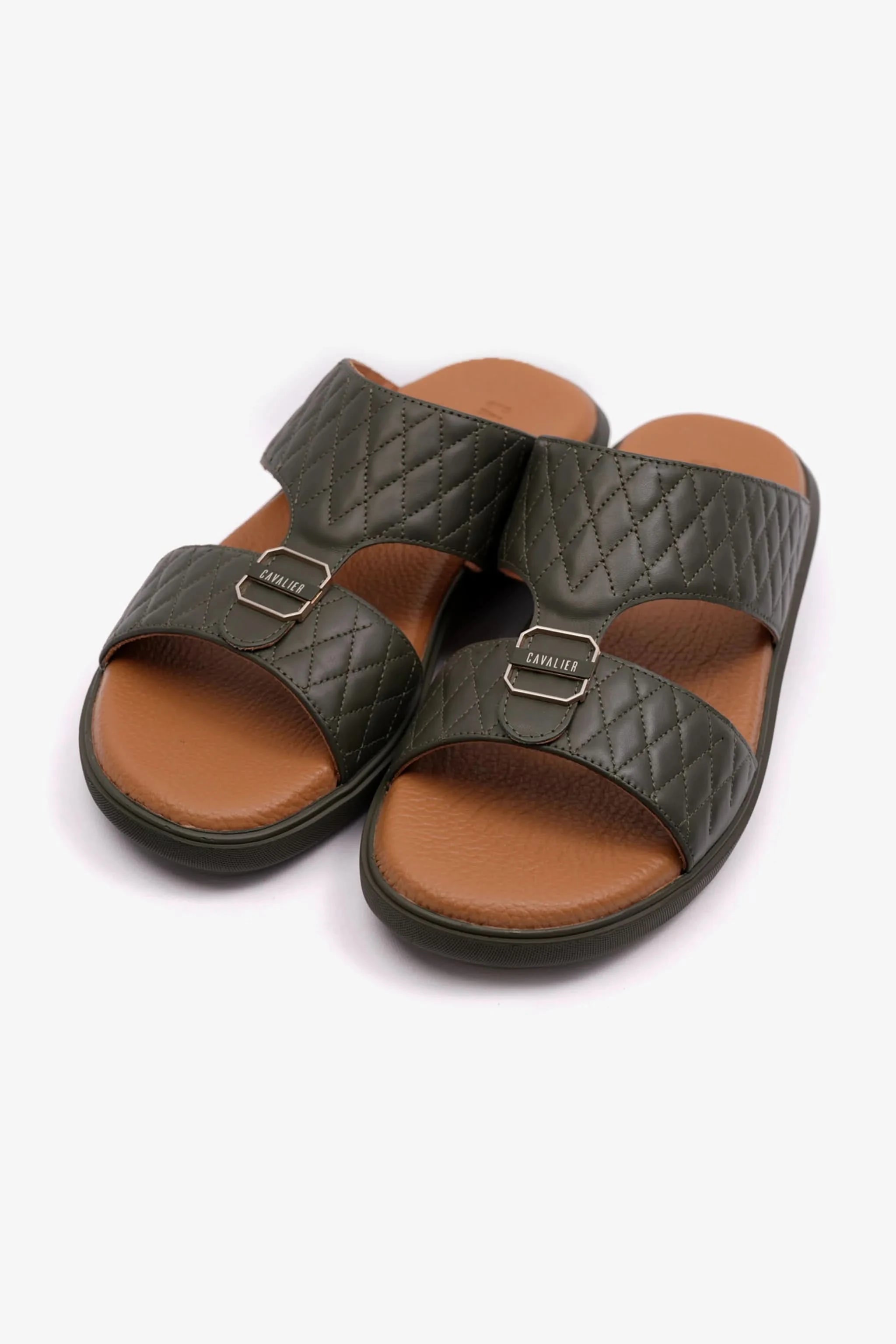 CAVALIER MENS ARABIC QUILTING PATTERN SANDALS OLIVE