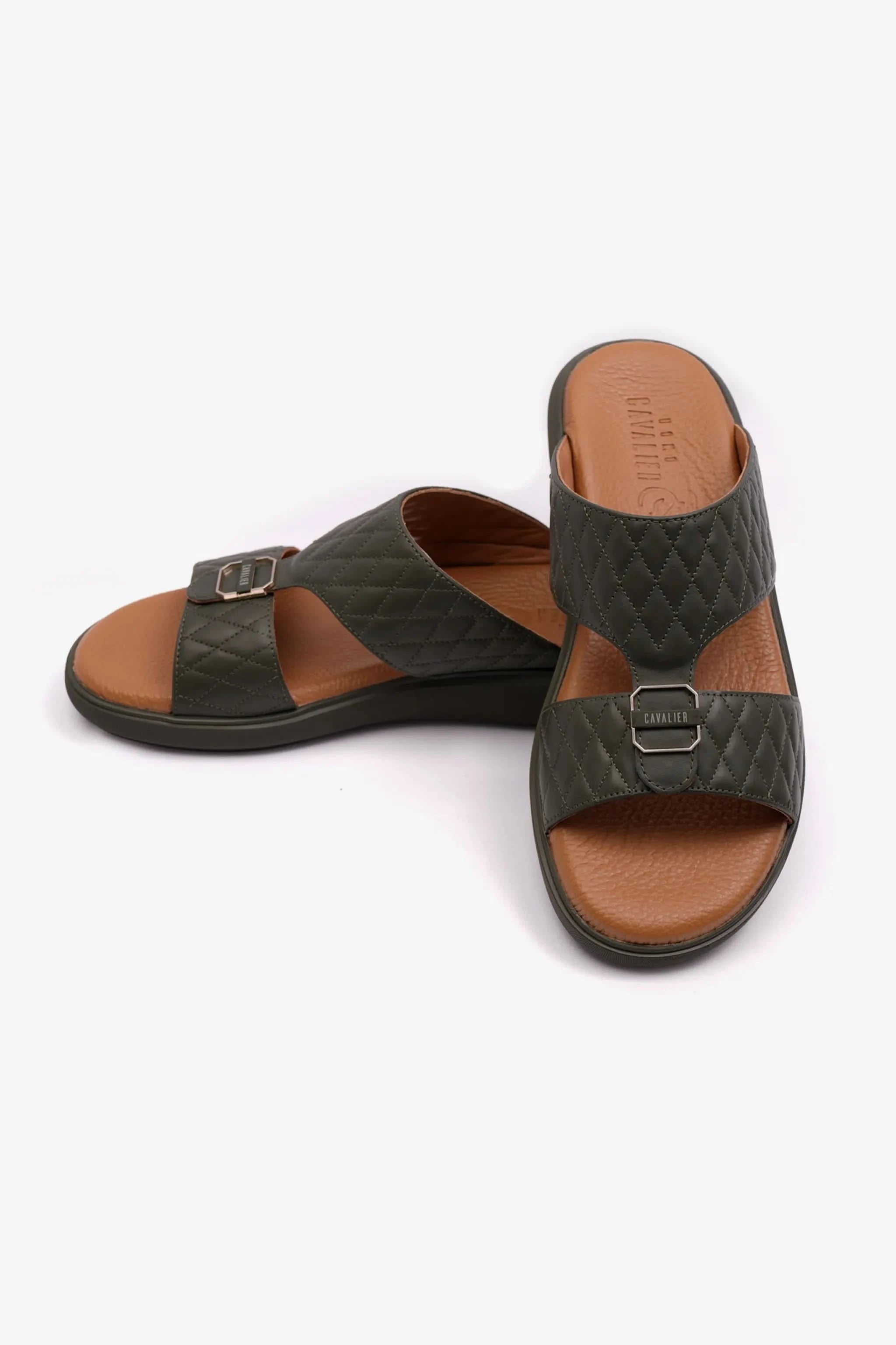 CAVALIER MENS ARABIC QUILTING PATTERN SANDALS OLIVE