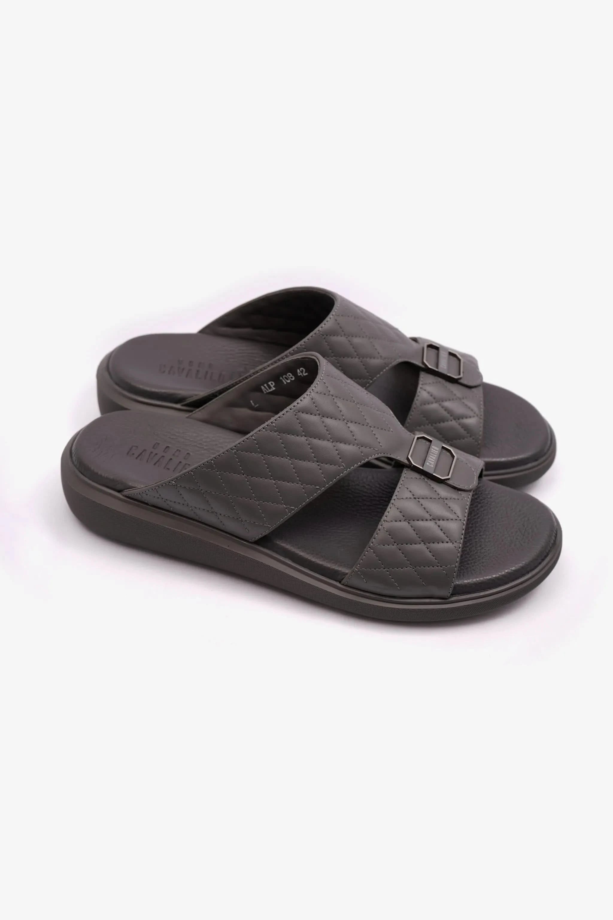 CAVALIER MENS ARABIC QUILTING PATTERN SANDALS GREY