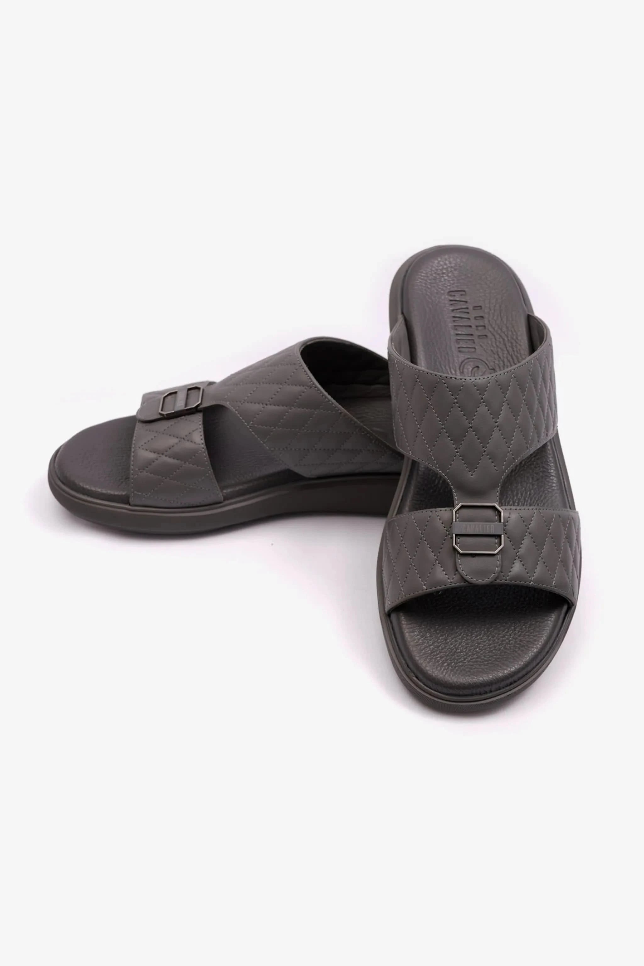 CAVALIER MENS ARABIC QUILTING PATTERN SANDALS GREY