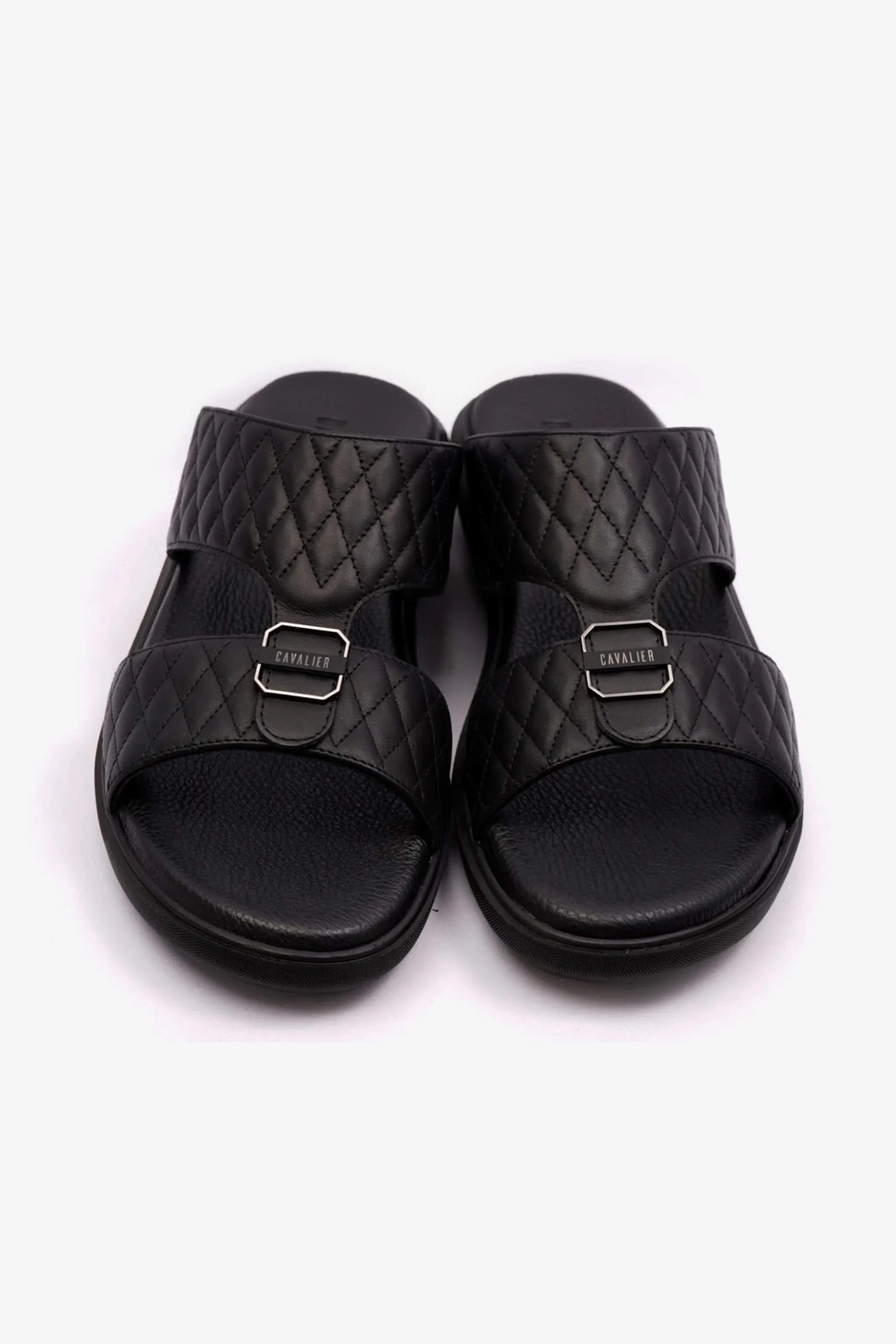 CAVALIER MENS ARABIC QUILTING PATTERN SANDALS BLACK