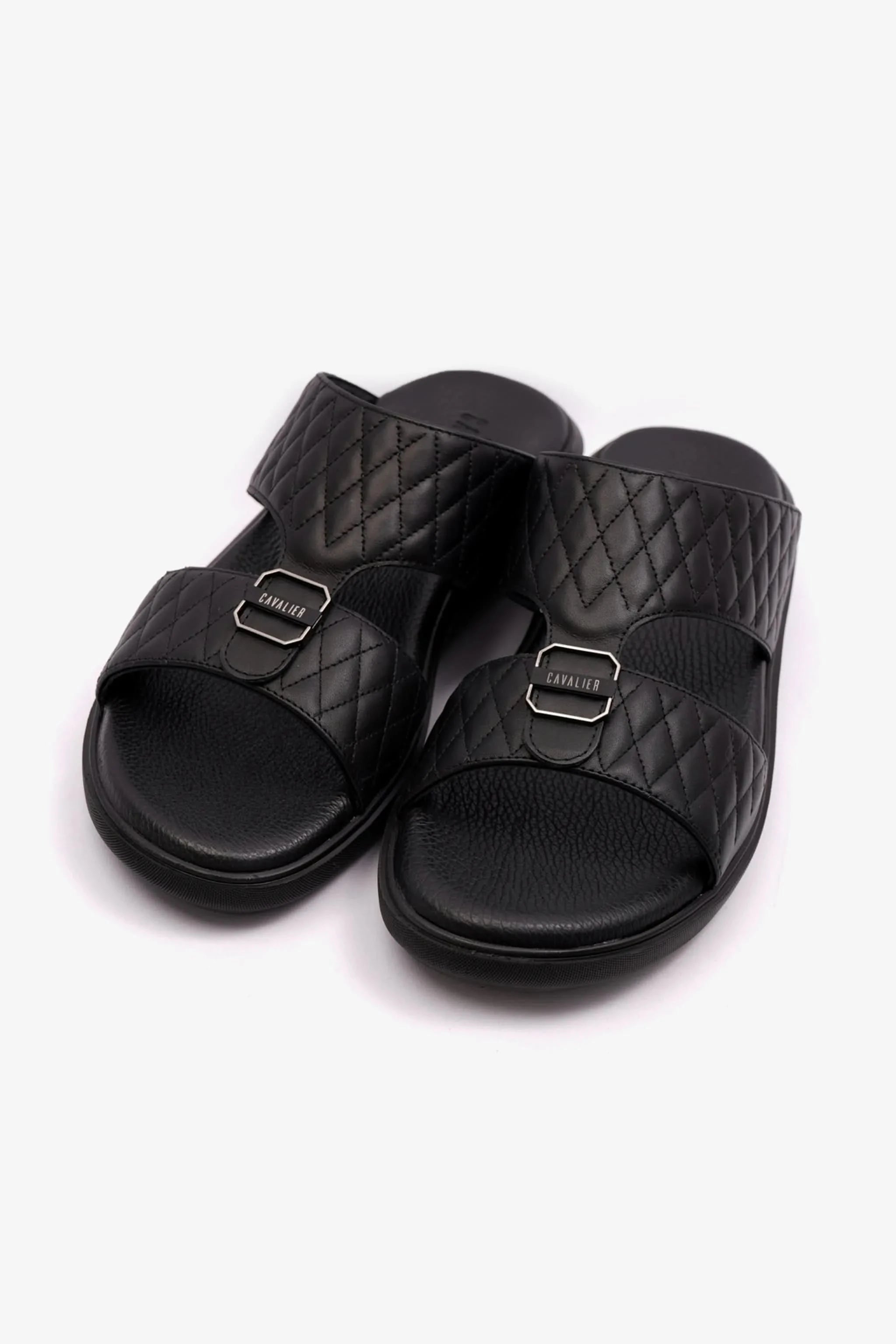 CAVALIER MENS ARABIC QUILTING PATTERN SANDALS BLACK