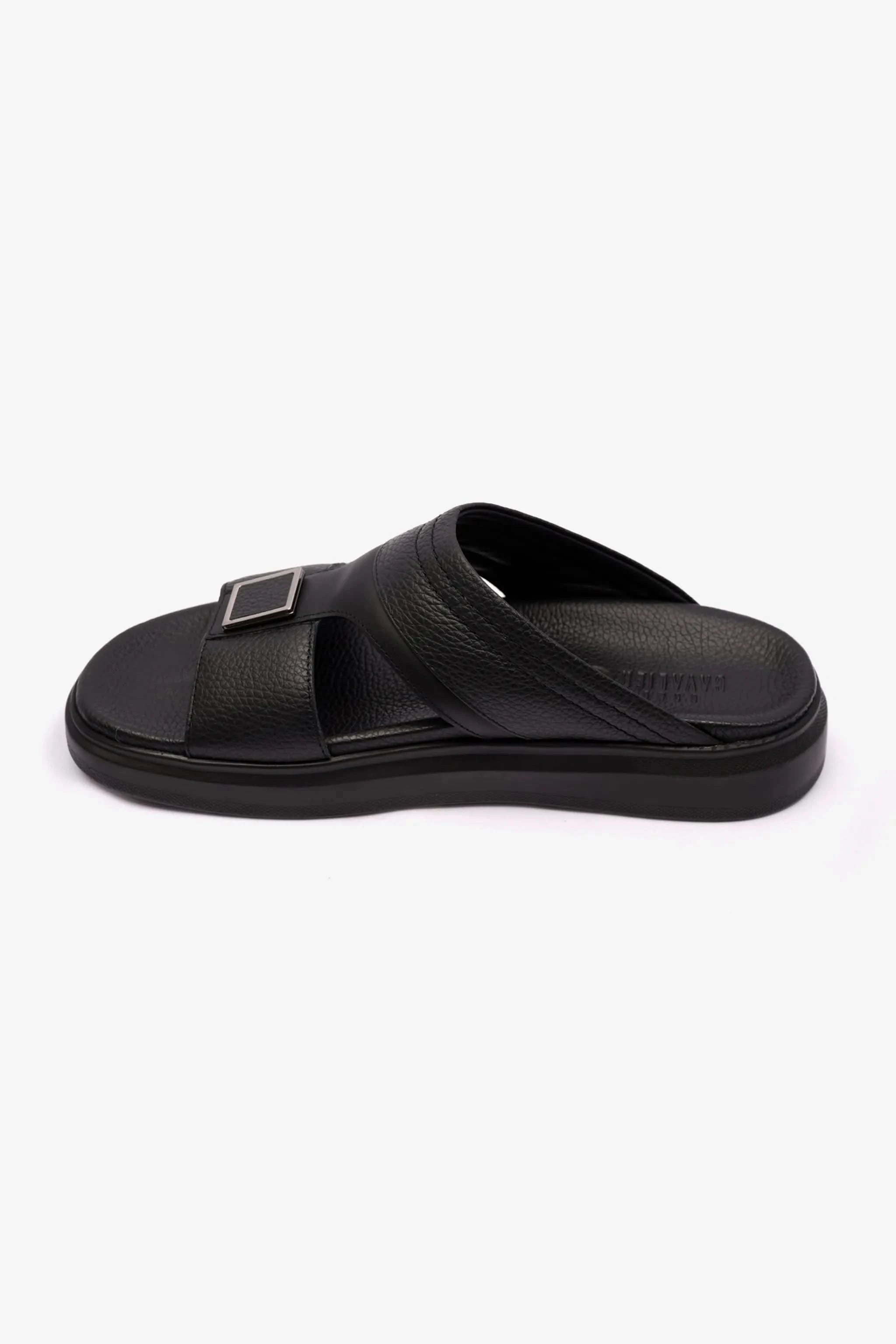 MENS CAVALIER WIDE FITTING LEATHER SANDALS BLACK