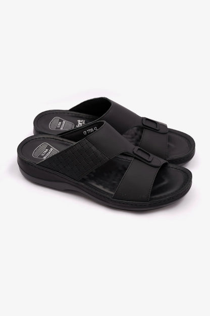 COMFORT PLUS MENS STYLISH TRIM SANDALS BLACK