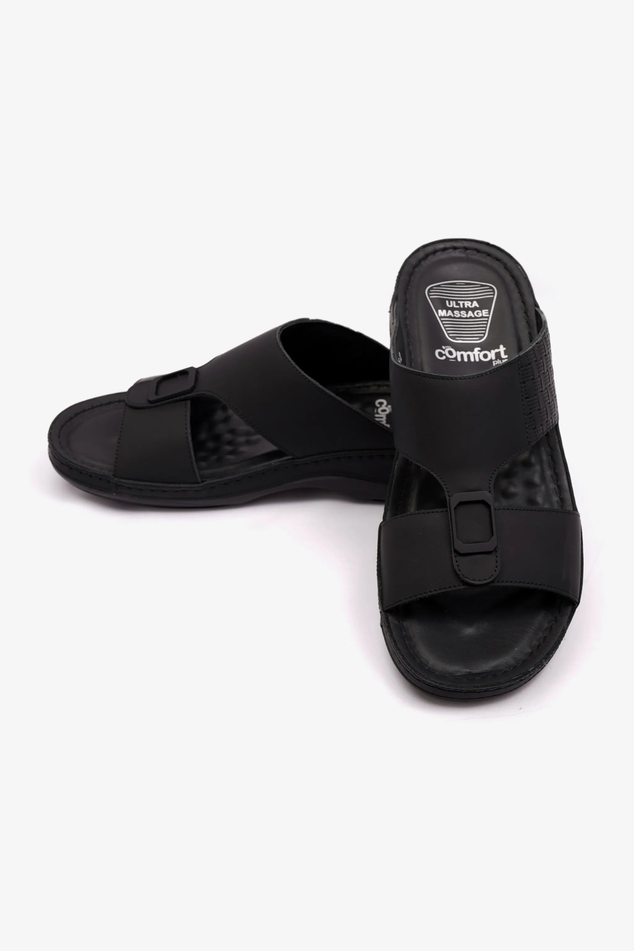 COMFORT PLUS MENS STYLISH TRIM SANDALS BLACK - Seventy7