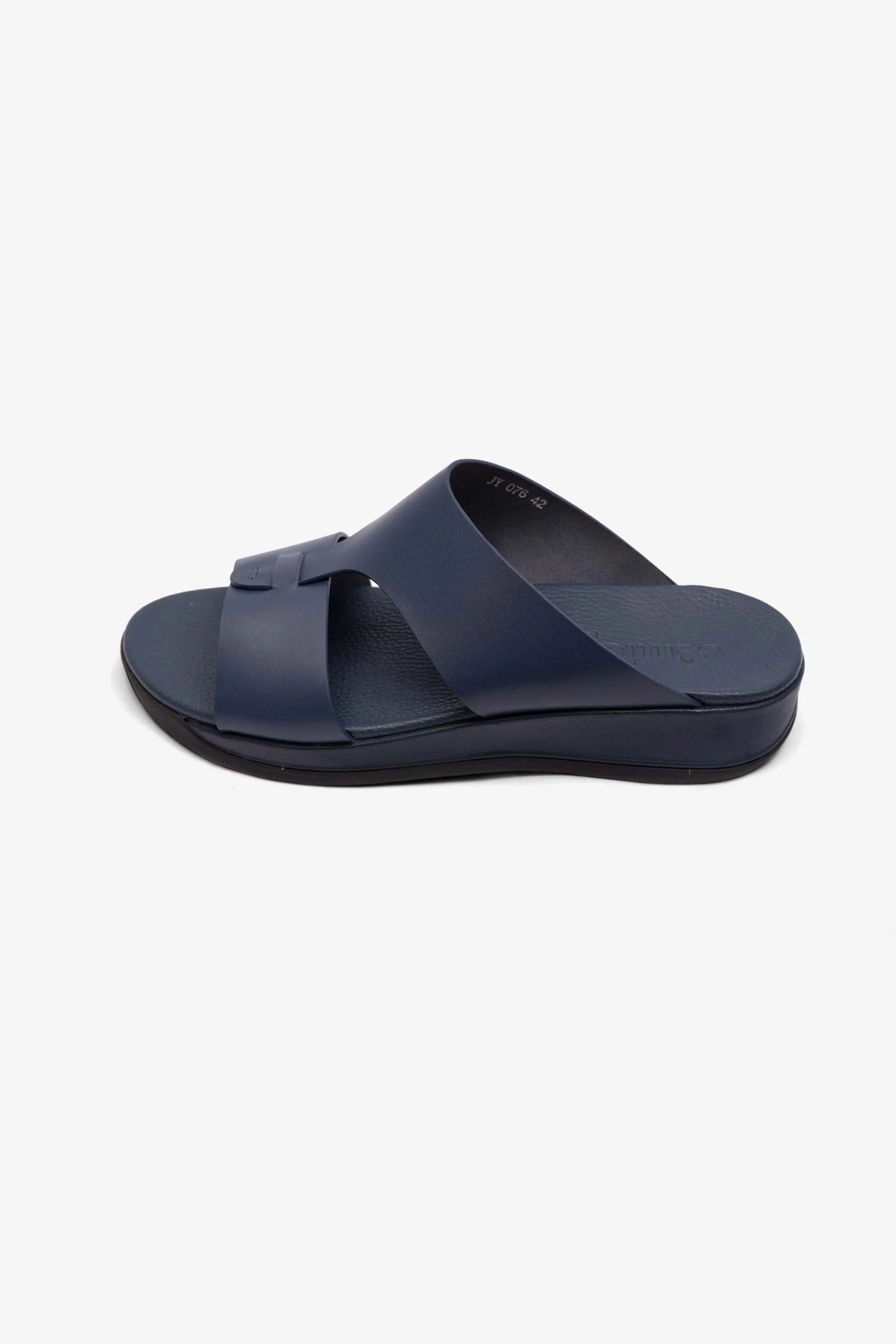 MENS COMFORT PLUS ANTISKID GRIP MATT LEATHER SANDALS NAVY