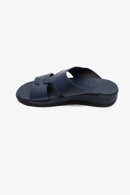 MENS COMFORT PLUS ANTISKID GRIP MATT LEATHER SANDALS NAVY