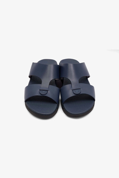 MENS COMFORT PLUS ANTISKID GRIP MATT LEATHER SANDALS NAVY