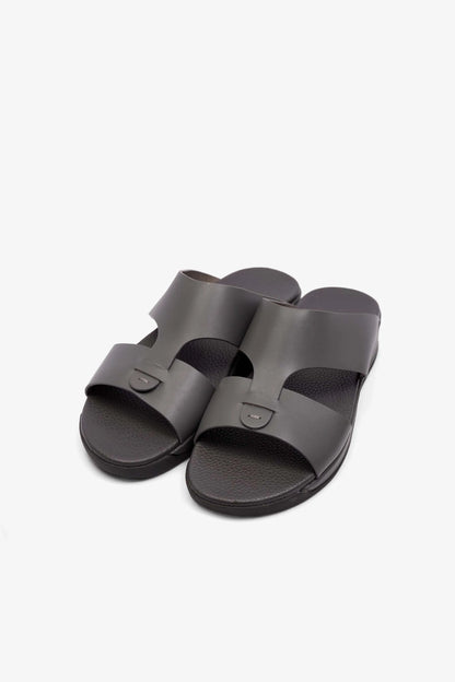 MENS COMFORT PLUS ANTISKID GRIP MATT LEATHER SANDALS GREY