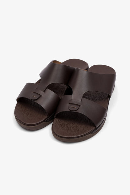 MENS COMFORT PLUS ANTISKID GRIP MATT LEATHER SANDALS BROWN