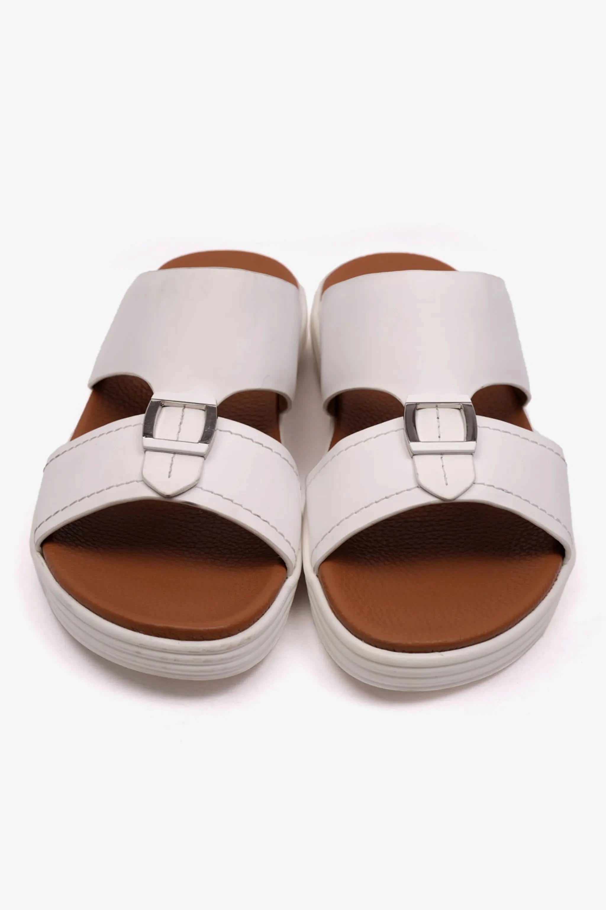 MATTE LEATHER MENS STYLISH SANDALS WHITE